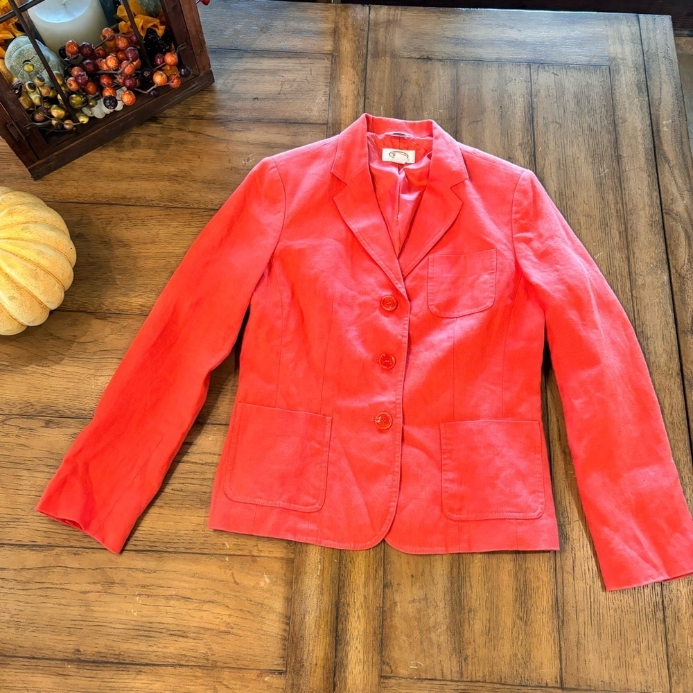 Vintage Talbots Irish Linen Blazer in Orange, size 8, Classic Staple Unique